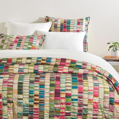Penelope Stripe Multi Coverlet Sham, Euro Size, Multi Stripe Pattern