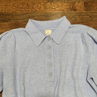 A New Day Light Blue Periwinkle Polo Sweater