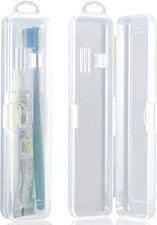 2 Pack Travel Size Toothbrush Case Holder Portable Clear Toothbrush and
