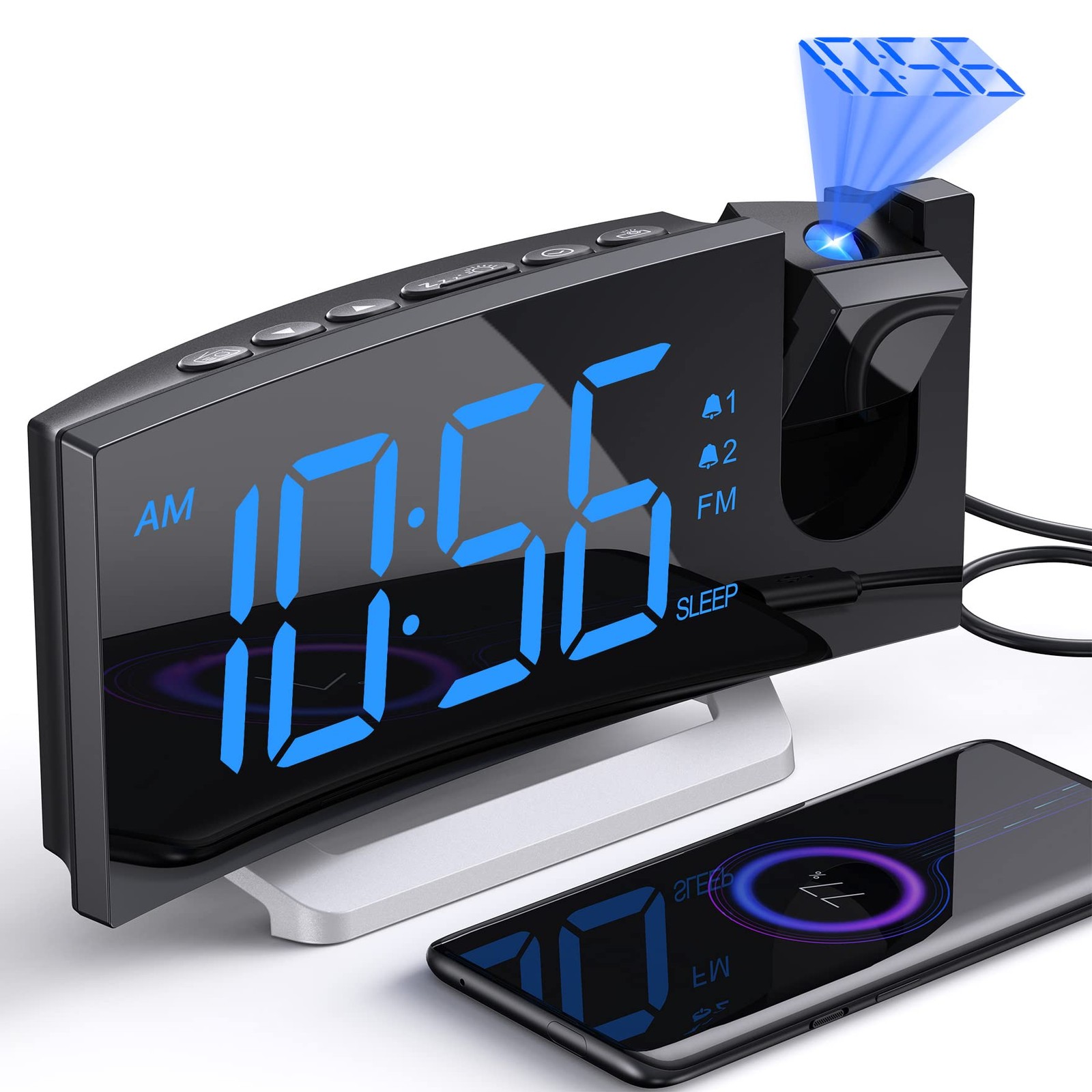 With Fm Radio, Usb Charging Port, 7*3.7*1.9in, Blue