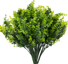 8 Bundles UV Resistant Non Fading Artificial Boxwood Shrubs  Fake Greenery