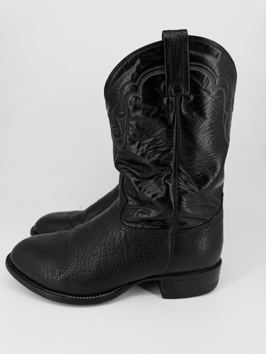 Tony Lama CT456 Black Leather Western Rodeo Cowboy Boots USA Men’s 10 EE Vintage - Image 1