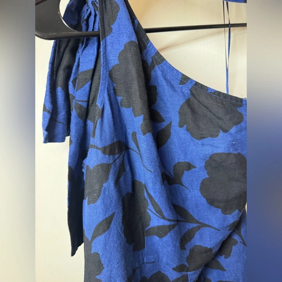 Kate Spade X Target Classic Rose Navy Blue Black Floral Linen Blend Jumpsuit 4 - Image 4 of 4