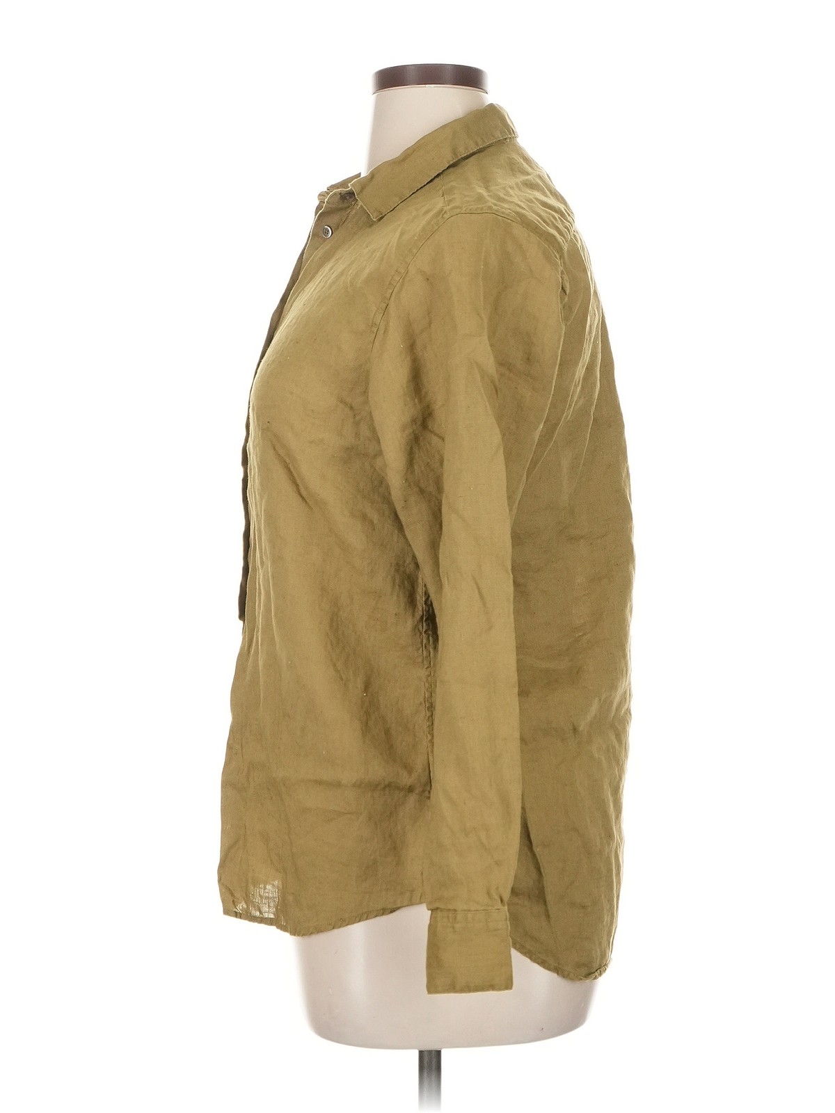 Uniqlo Women Brown Long Sleeve Button-Down Shirt XL thumbnail 4