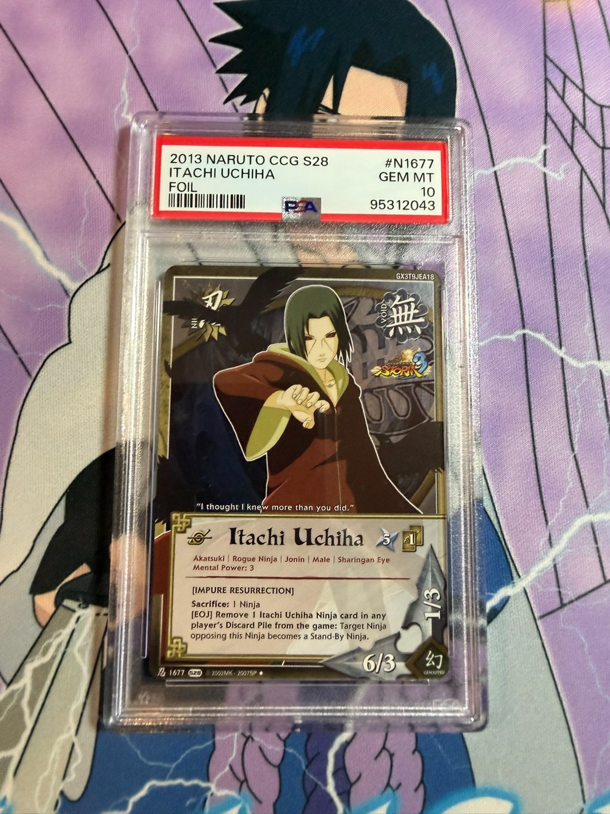 PSA 10 2013 NARUTO CCG SERIES 28 ULTIMATE NINJA STORM 3 FOIL N1677 ITACHI UCHIHA view 3