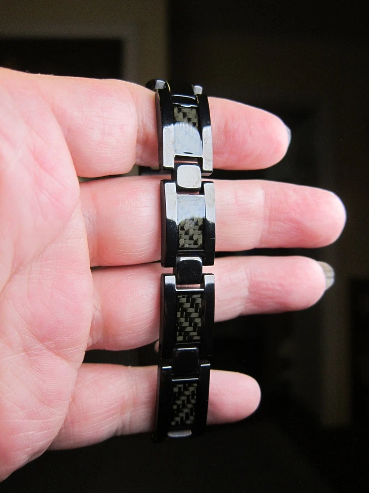 Preciosa pulsera hombre Spartan Titanium negra con tejido de cesta verde 7" Foto 3 de 4