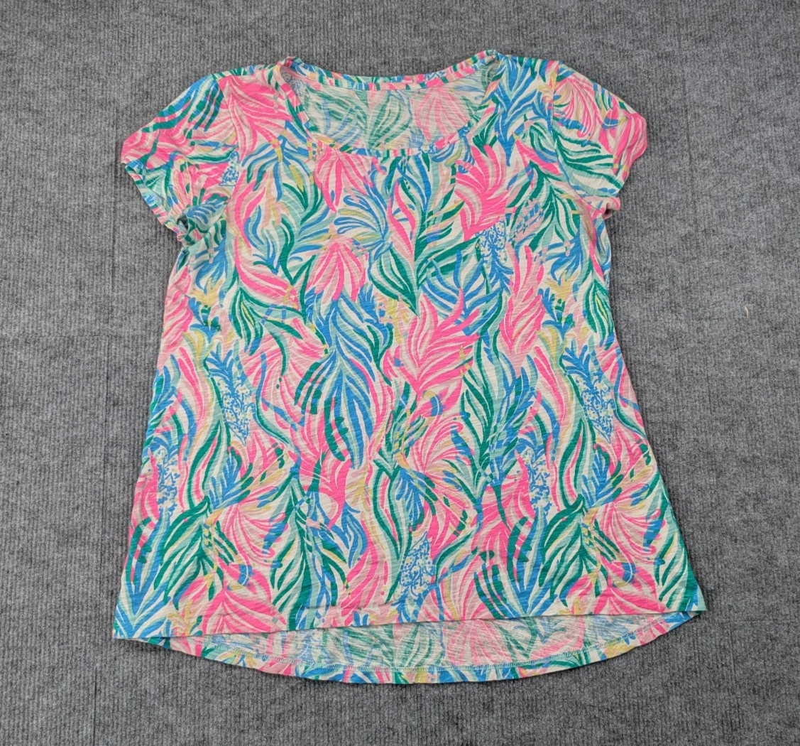 Lilly Pulitzer Shirt Womens Small Etta Scoop Neck Top Sea Turtle Soire Resort