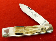 Parker Japan Made 5" Closed Bone Stag K-404 Big Lou Gunstock Knife MINT