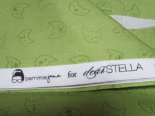 1 Fat Quarter New Cotton Fabric Green Tiny Cat Faces Dear Stella  21" x 18"