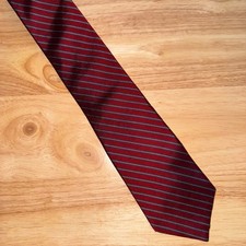 Vtg Strathmore Silk Men's Neck Tie Diagonal Stripe Deep Red Vintage
