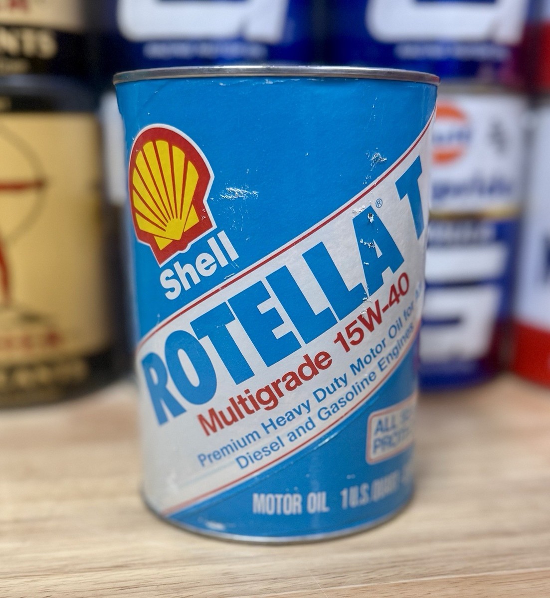 Vintage Shell Rotella T Multi Grade Motor Oil Can Quart Empty | eBay