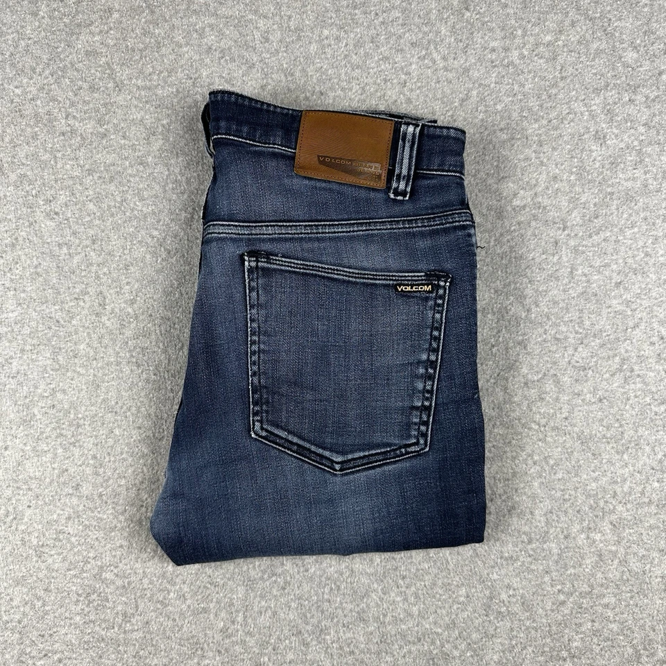 Volcom Solver Modern Straight Men’s Denim Jeans Size 32 W34" Blue Skate Wear - Image 4 of 4