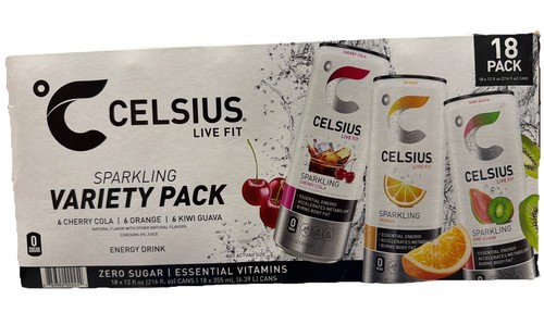 Celsius Live Fit Sparkling Energy Drink, Variety Pack, 12 Fl Oz Pack of 18