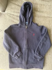 Polo Ralph Lauren Zip Up Hoodie Kids Size 7 Navy Blue Classic Preppy Fleece