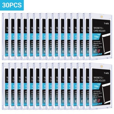 30PACK Ultra Thin Hard One Touch Magnetic Card Holder For 130PT Trading Cards