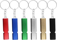 6 Pack Emergency Survival Whistles, Dual-Tube Aluminum with Keychain