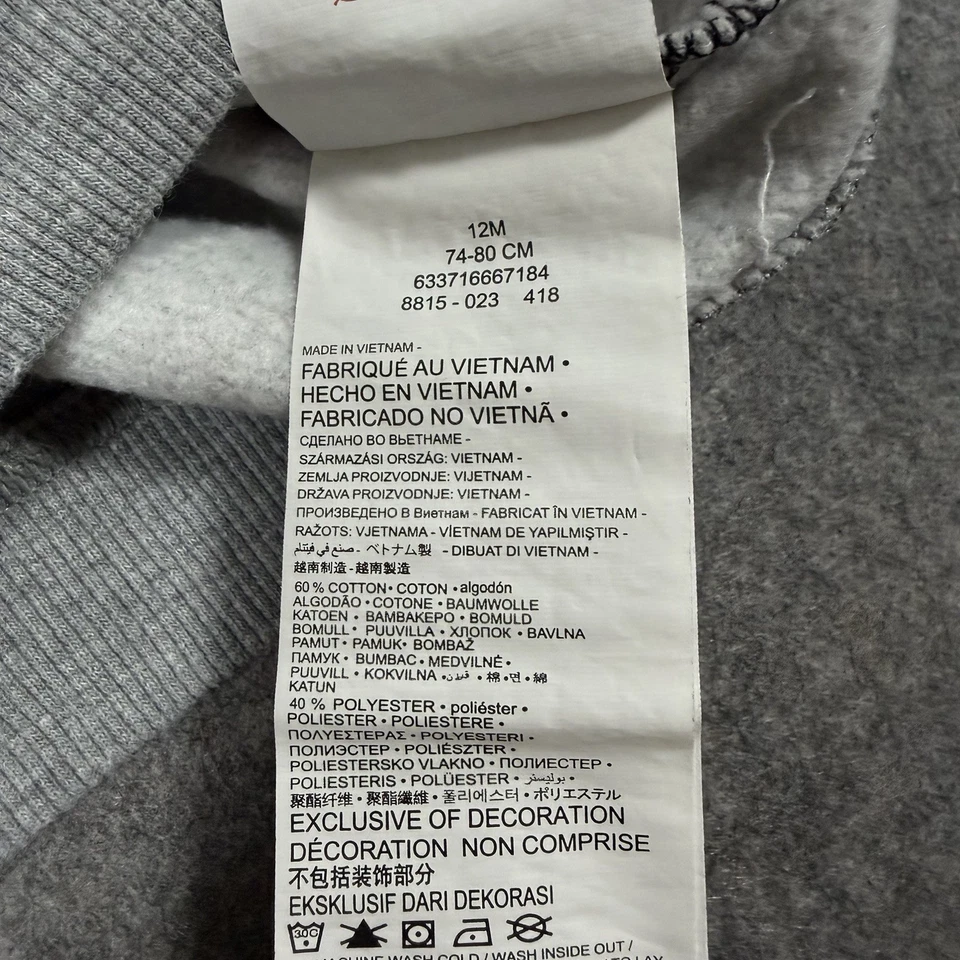 Suéter Pullover Converse Cuello Redondo Manga Larga Bebé/Niño Pequeño Talla 12 Meses Gris Foto 4 de 4