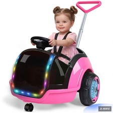 ANPABO Electric Vehicles 3-in-1 12V Ride Push Car Kids 1.5-3 Pink Plastic Sport