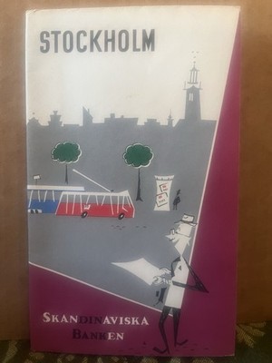 1952 Travel Brochure Sweden Stockholm Places to See & 15  X 18   Map