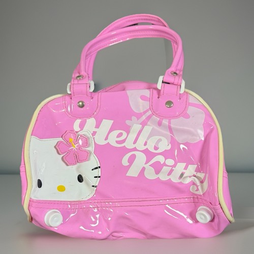 VTG 2004 00’s Hello Kitty Mini Sanrio Bowler Bag Purse Floral Hawaii PINK RARE