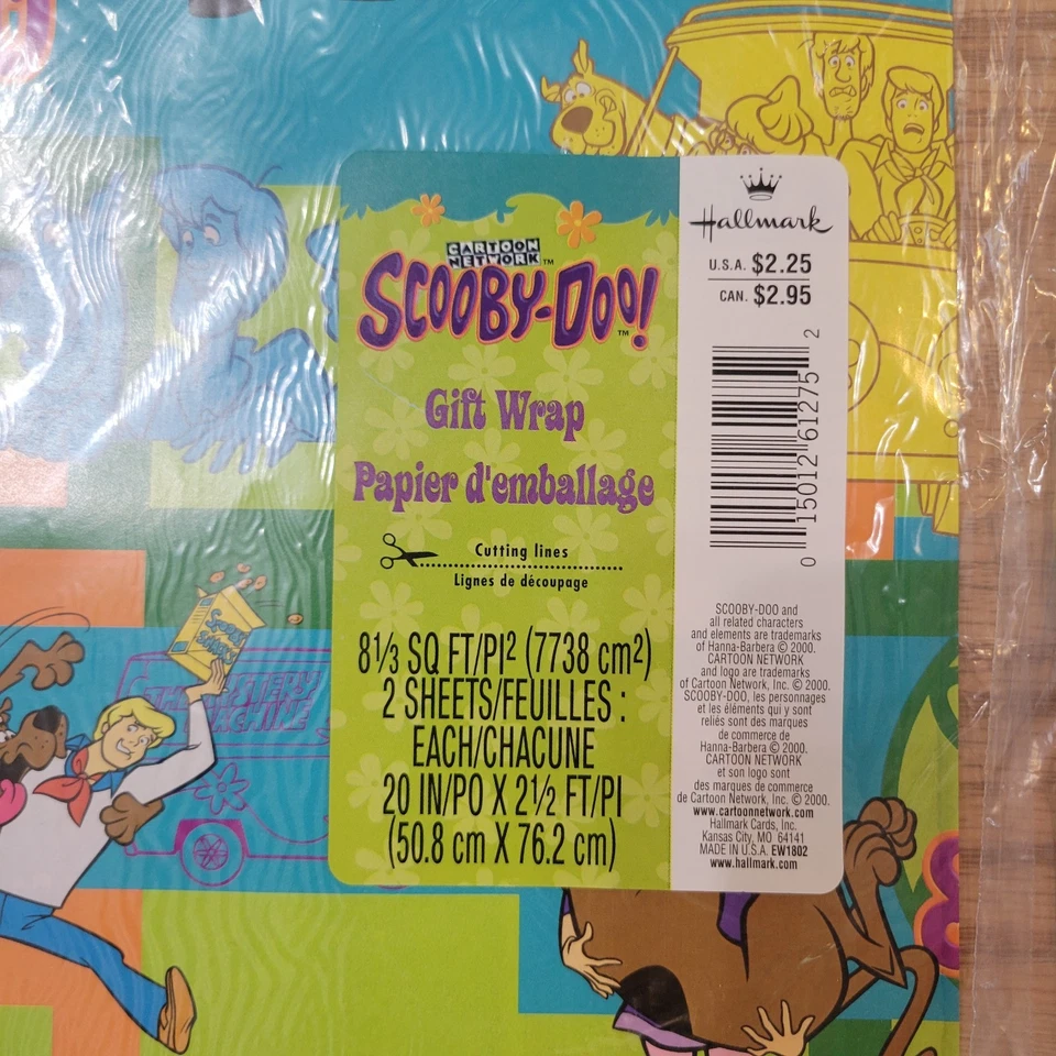 Лот из 3: новый из старых запасов винтажный 1999 2000 новый Hallmark Scooby Doo подарок надежном бумаги - Изображение 3 из 4