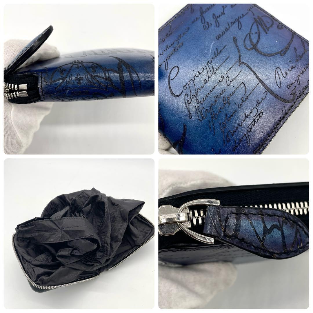 [Extremely Rare] Berluti Incase Tote Blue Leather Calligraphy Eco Bag image 4