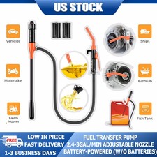 Electric Fuel Transfer Pump 38In Hose Adjustable Flow Battery Powered Free Ship