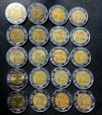 Old Mexico Coin Lot - 2 PESOS - 20 Excellent Coins - Bi-Metal - 20 x MXN 2 Pesos