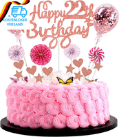 Tortendeko 22. Geburtstag - Kuchen Topper Happy Birthday 22 Jahre - Kuchendeko R