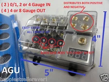 2 IN 4 OUT AGU 0 1 4 8 Gauge Fuse Holder "Eye Candy" Car Truck Power Block 12V