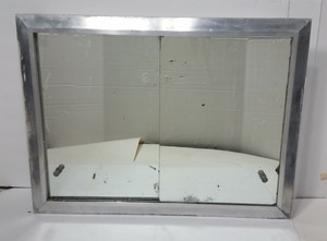 Vintage Medicine Cabinet Mid Century Aluminum Trim Sliding Mirror Door Ebay