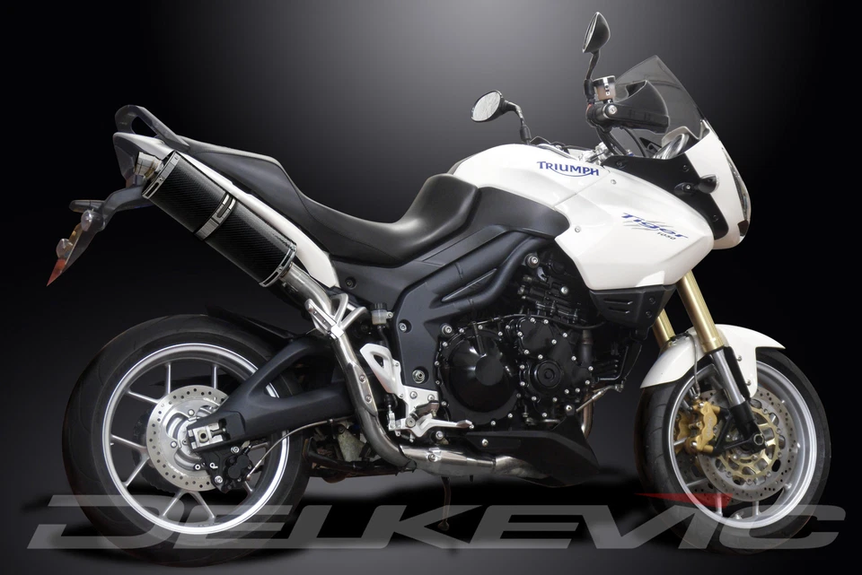 Комплект овального углеродного глушителя выхлопной системы Triumph Tiger 1050 2006-2012 Slip On 14 дюймов - Изображение 3 из 4
