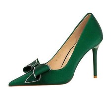 Fashion Women's High Heel Rhinestone Bow Decor Pumps Formal Party Wedding Shoes