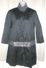 Size Large Gryphon Black Coat Long Metallic Beading Body Conscious Jacket