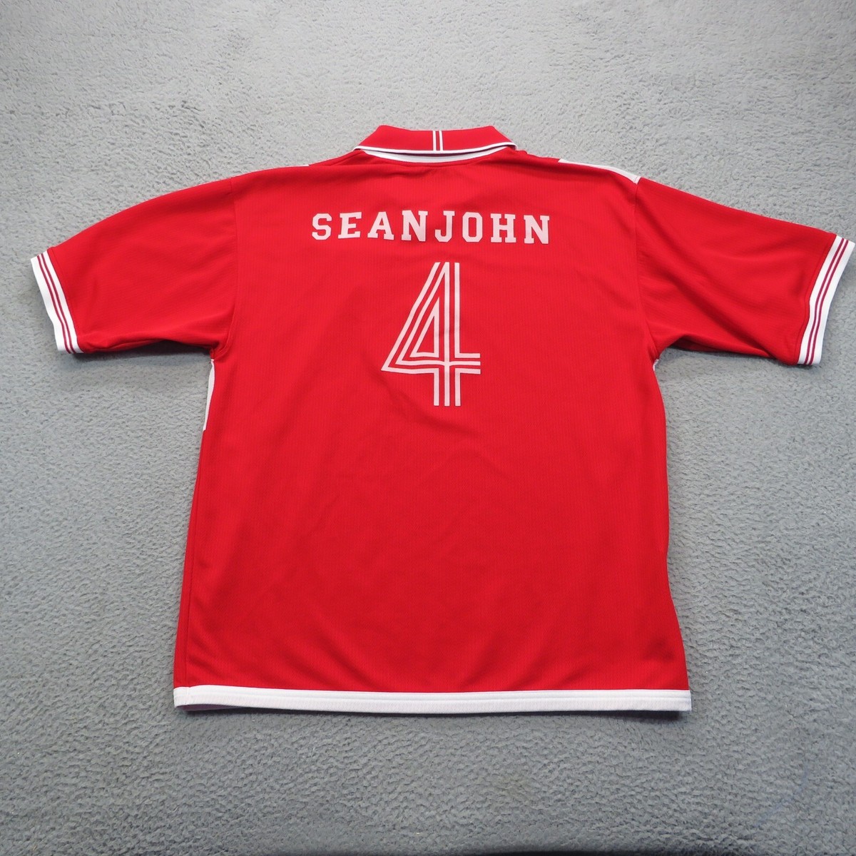Sean John Mens XXL Red Y2K Streetwear Soccer Jersey Victory Series
