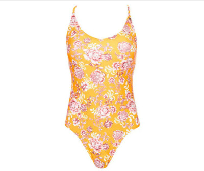 all about eve Piece Swimsuit, Size Women's, Yellow Floral