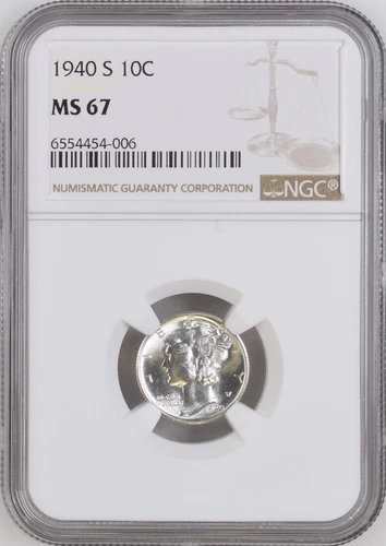 1940-S 10C Mercury Dime NGC MS67  6554454-006