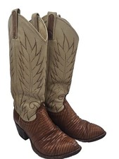 Ladies Vintage 6A Dan Post Beige Lizard Skin Cowgirl Show Boots USA Size 6