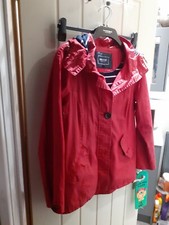 Women's Debenham's Maine New England Red Hooded Coat, Button Fasten, Size 14