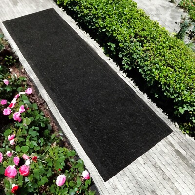 Anti Slip Waterproof Light Weight Low Profile Black Rug Runner Office Outdoor