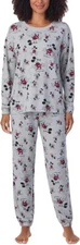 Disney Womens 2 Piece Cozy Pajama Set Mickey Mouse Gray, Long Sleeves ,Size M