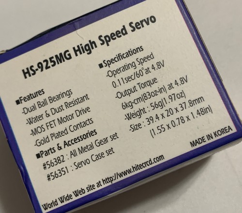 HITEC HS-925MG METAL GEARED Coreless SERVO TESTED & WORKING NOS Rc Car New - Picture 6 of 8