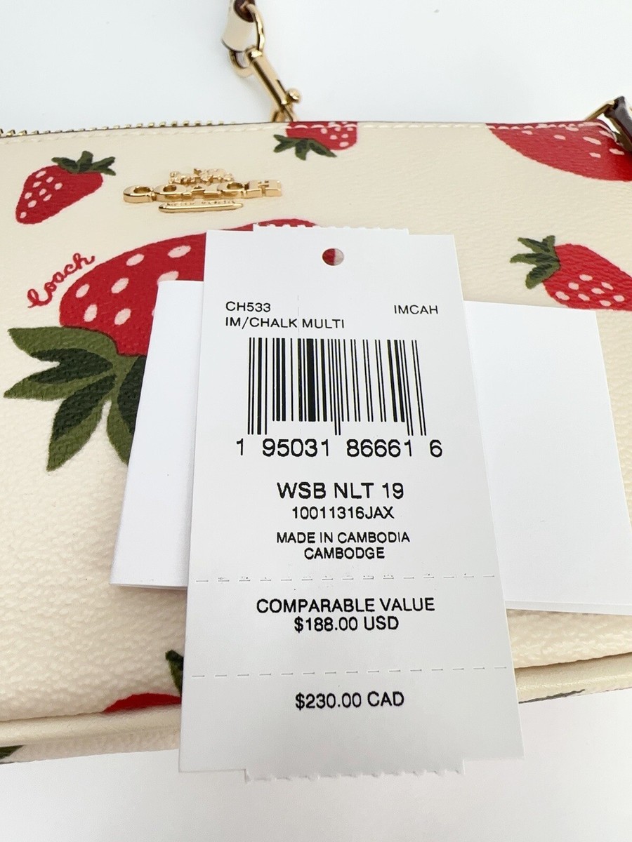 COACH ノリータ 19 ストロベリープリント NWT Coach Nolita 19 With Wild Strawberry Print CH533 + Free