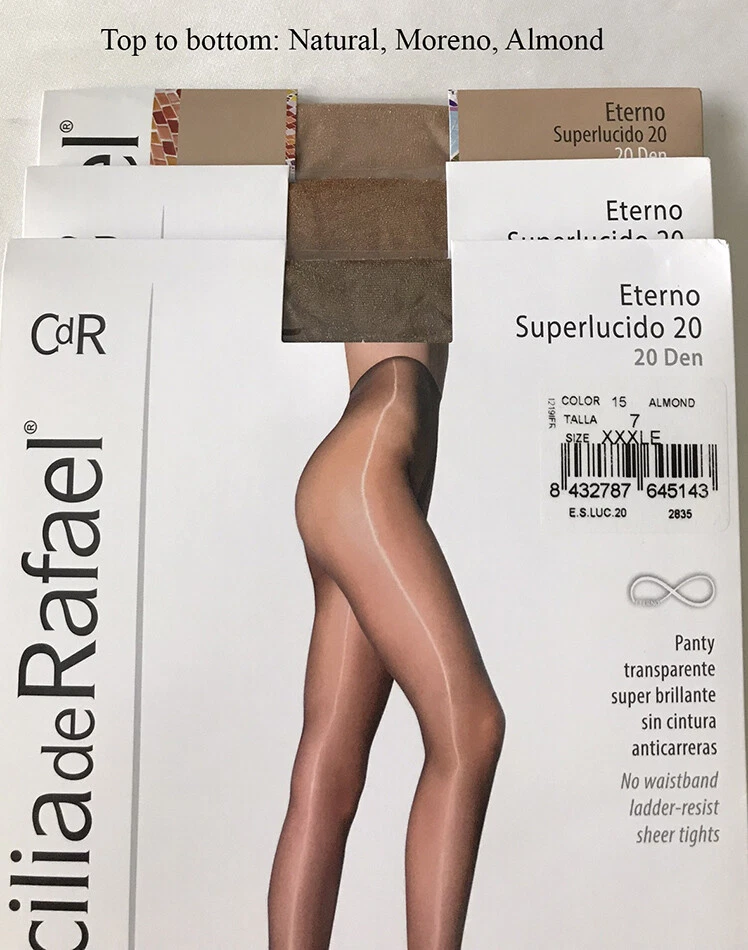 Cecilia de Rafael Super Lucido 20 High Gloss Pantyhose to sz XXXXL FREE SHIPPING