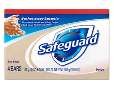 Safeguard Beige Bar Soap , 4 Oz. Antibacterical Deodorant, 4 Count - Pack of 1