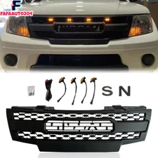 Black Front Grille Fit For 2009-2016 NISSAN Frontier Bumper Grill With LED Light