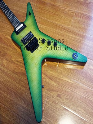 Gradient Green Flame Maple Top Dimebag Electric Guitar Floyd Rose Mahogany Body