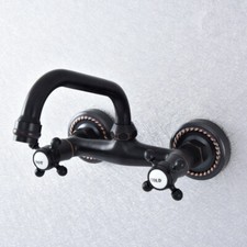 Black Oil Rubbed Brass Kitchen Faucet Bathroom Sink Mixer Tap Wall Mount ssf743