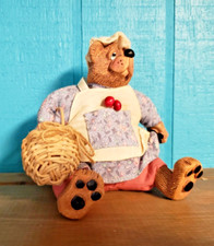 RUSS Berrie Teddy Bear Mama with Apron Basket TableSitter Weighted Bottom