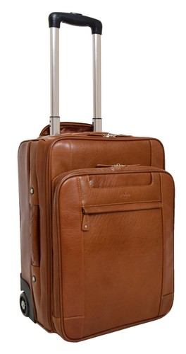 Maleta cabina de Cuero Lujoso Coñac exclusivo 2 Ruedas Equipaje de Mano  Trolley NUEVO | eBay